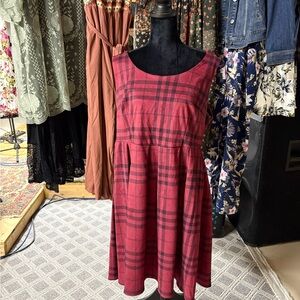 Torrid Red and Black Plaid Midi Dress